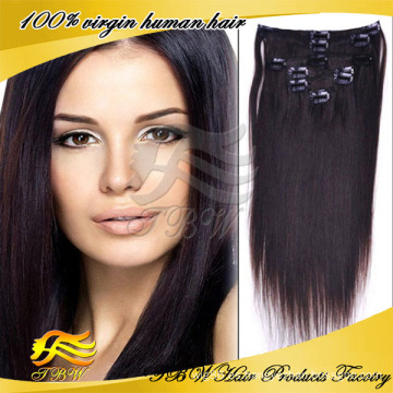 El precio barato de la venta al por mayor de la fábrica del pelo de la nueva llegada 2014 el clip humano de Remy del 100% en la extensión del pelo